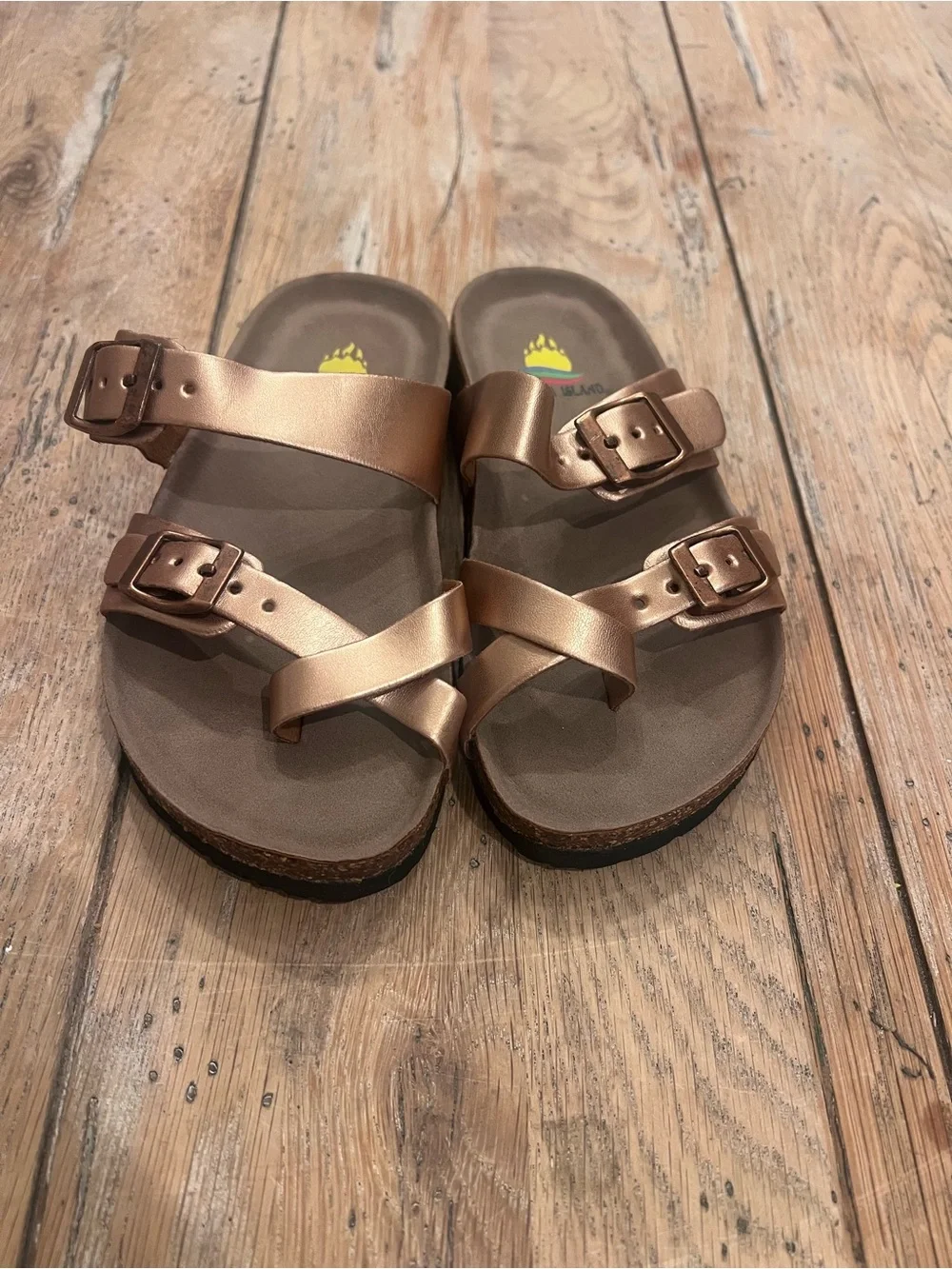 Aloha Island Children’s Strappy Buckle Sandals Rose Gold Adjustable US 4/5
